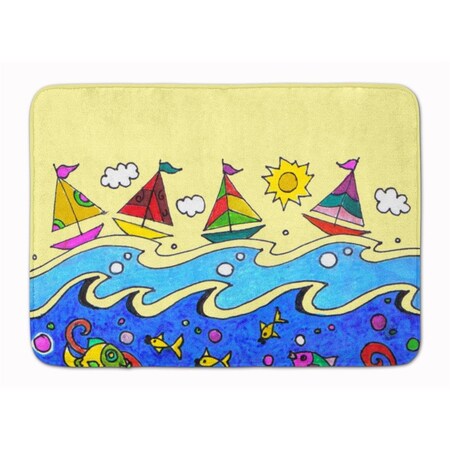 Carolines Treasures Summer Sail Away Sailboats Machine Washable Memory Foam Mat PJC1105RUG
